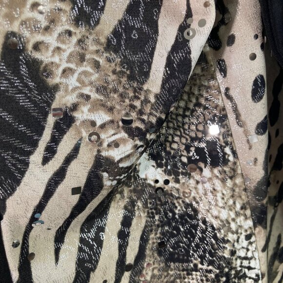 Womens Chicos Travelers Collection Open Cardigan Animal Print Beads L - Picture 8 of 10